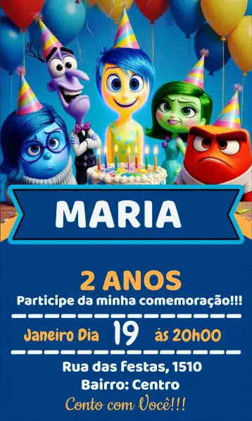 Invite Fun Inside Out Feelings Birthday editable and customizable