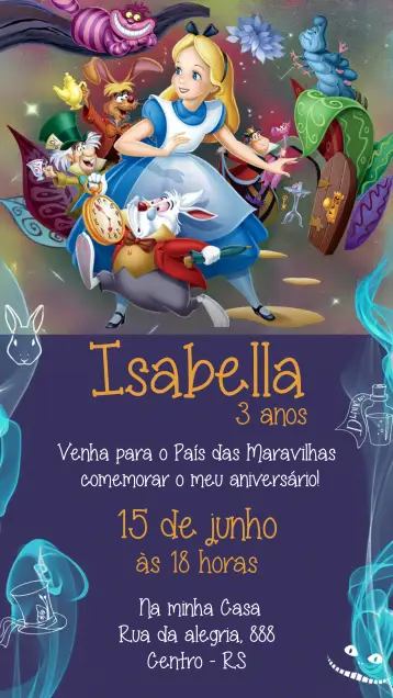 Invite Alice In Wonderland editable and customizable