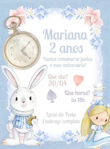 Invite Alice In Wonderland Watercolor Dishes editable and customizable