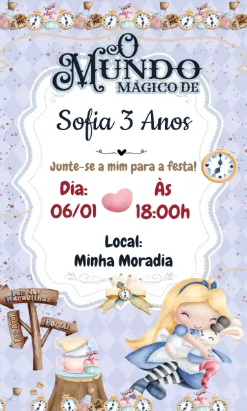 Invite Alice In Wonderland Children's editable and customizable