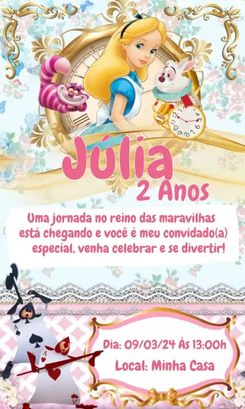 Invite Alice In Wonderland Parents editable and customizable