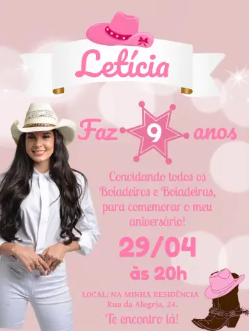 Invitación Ana Castela Chica editable y personalizable