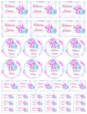 Convite Angel e Stitch editável e personalizável