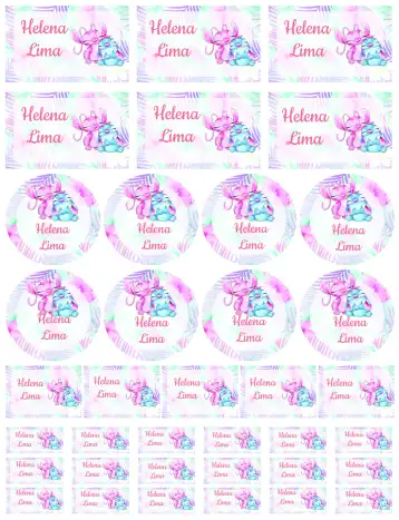 Convite Angel e Stitch editável e personalizável