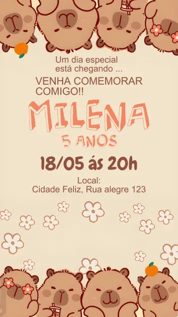 Invite Excited Capybara Capy editable and customizable