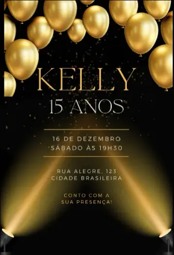 Convite Aniversário para aniversário – tema cartão (colorido, festivo, moderno, divertido, alegre)