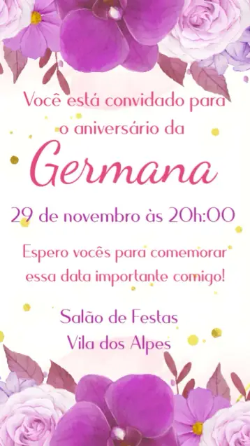 Invite Orchid Adult Birthday editable and customizable