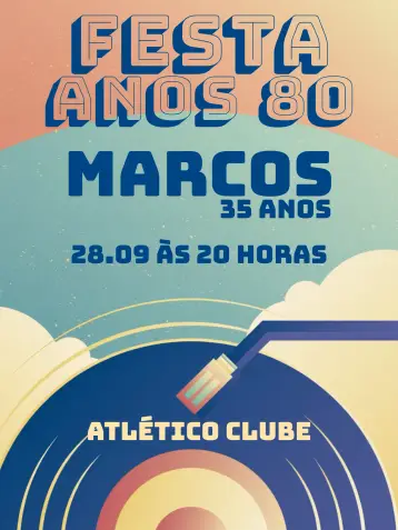 Invite 80's Retro editable and customizable