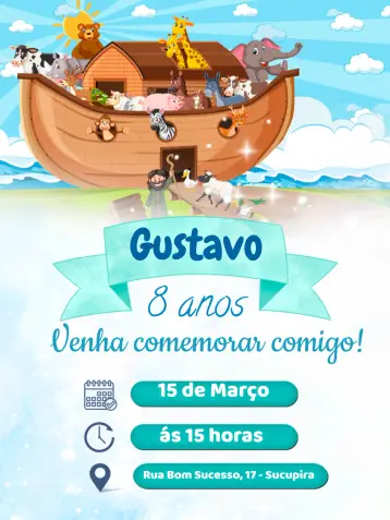 Invitación Arca De Noé editable y personalizable