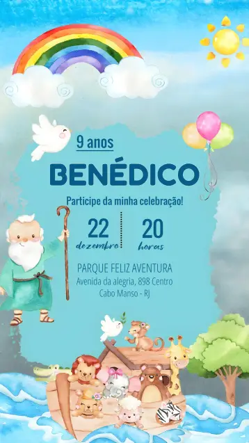 Invitación Arca De Noé Evangelio editable y personalizable