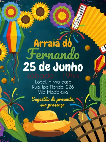Invite Colorful 'Arraiá editable and customizable