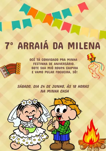 Invite Arraiá De São João Bege editable and customizable