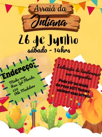 Invite Arraiá Festa Junina Julina editable and customizable