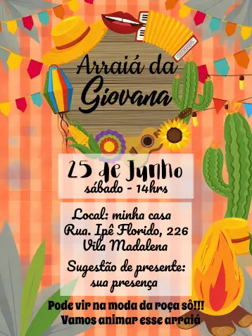 Invite Arraiá Festa Junina Sertanejo editable and customizable