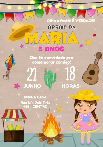 Invite Arraiá Menina editable and customizable
