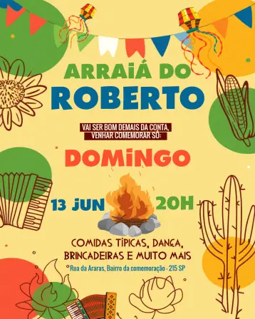 Invite Arraiá São João Orange editable and customizable