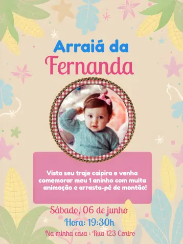 Invite Arraial Festa Junina With Corn Photo editable and customizable