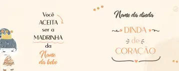 Convite Arte Caneca Dinda Laranja para aniversário infantil ou festa com dinda. – tema mais pesquisados (laranja, alegre, infantil, artístico, familiar, moderno)