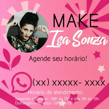 Convite Arte Para Maquiadora Com Foto Rosa para eventos de beleza, lançamentos de produtos e workshops de maquiagem. – tema mais pesquisados (rosa, branco, moderno, elegante, minimalista)