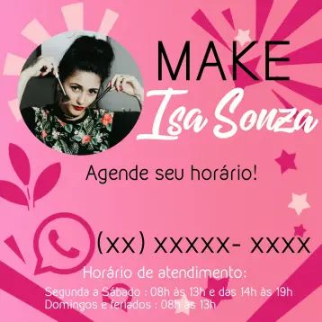 Convite Arte Para Maquiadora Com Foto Rosa editável e personalizável
