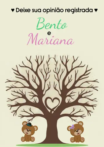 Convite Árvore De Digitais Chá Revelação para chá de revelação do sexo do bebê. – tema chá revelação (colorido, divertido, fofo, interativo, moderno)