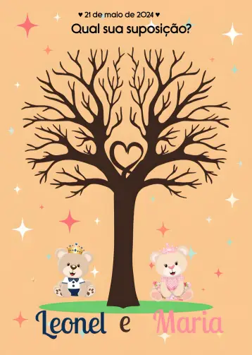 Invitación Árbol De Huellas Fiesta Revelación Realeza editable y personalizable