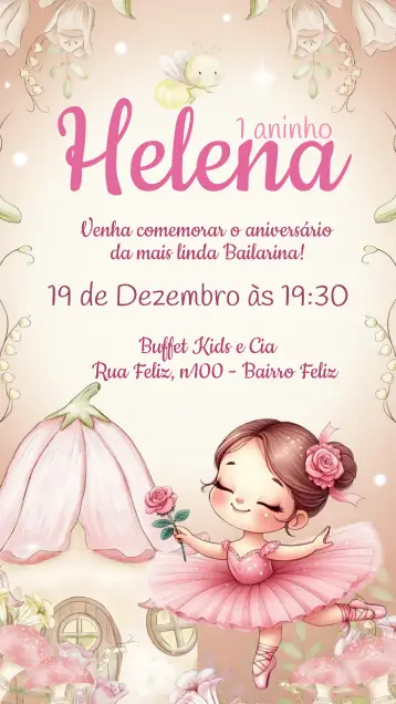 Invite Pink Ballerina editable and customizable