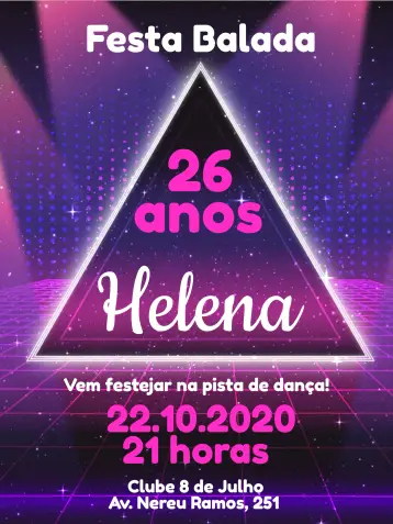 Invitación Balada Adulto Morado editable y personalizable