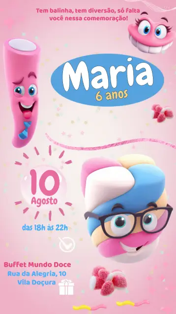 Invitación Balas Fini Colorido editable y personalizable