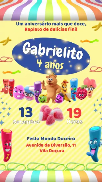 Invitación Balas Fini Dulces editable y personalizable