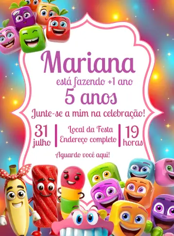 Invitación Balas Fini Dulces editable y personalizable