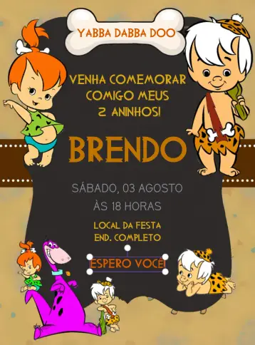 Invitación Bambam y Pedrita Flinstones editable y personalizable