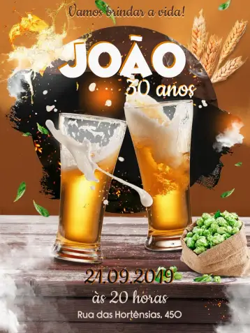 Convite Bar Bebidas para cumpleaños adulto con temática de bar y bebidas. – tema cumpleaños (colorido, moderno, descontraído, vintage, boho)