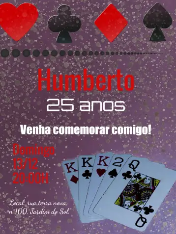 Invitación Baraja Poker editable y personalizable