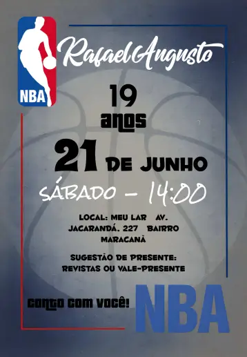 Invite Nba Basketball Basketball editable and customizable