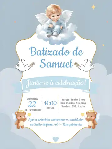 Invitation Baptism – Baptism theme blue, minimalist, modern, classic, childish, elegant