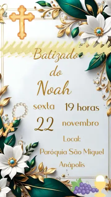 Convite Batizado para batizado de meninos e meninas. – tema batizado (delicado, pastel, moderno, infantil, floral, clássico)