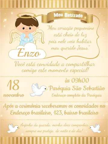 Invite Angel Baptism editable and customizable