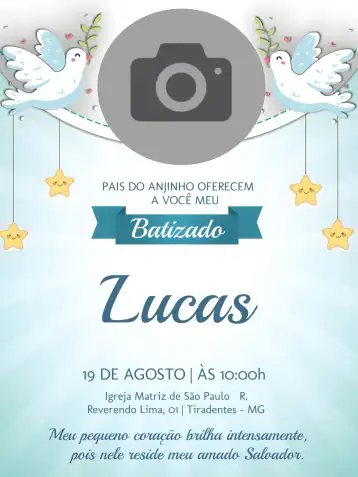 Invite Christening With Photo Stars editable and customizable