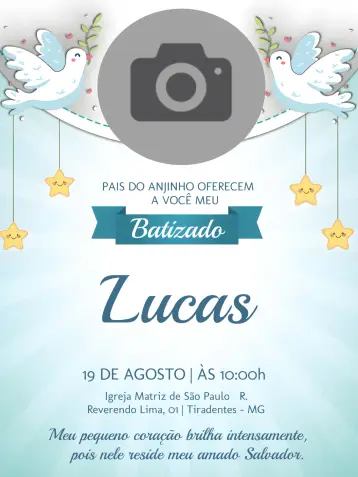 Invite Christening With Photo Stars editable and customizable