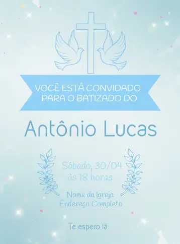 Invitación Batizado Flores editable y personalizable