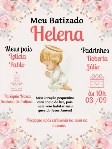 Invite Pink Baptism editable and customizable