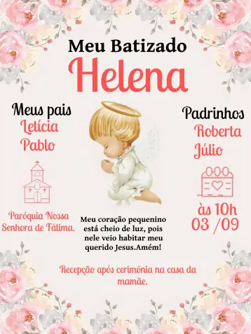 Invite Pink Baptism editable and customizable