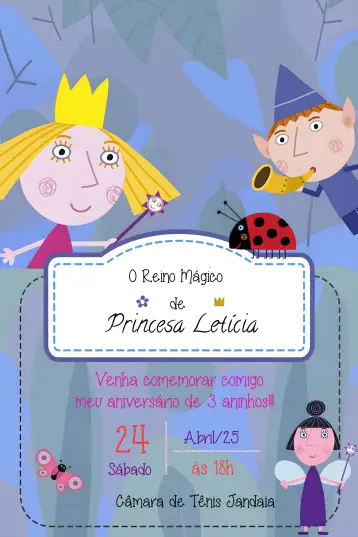 Convite Ben E Holly Reino editável e personalizável