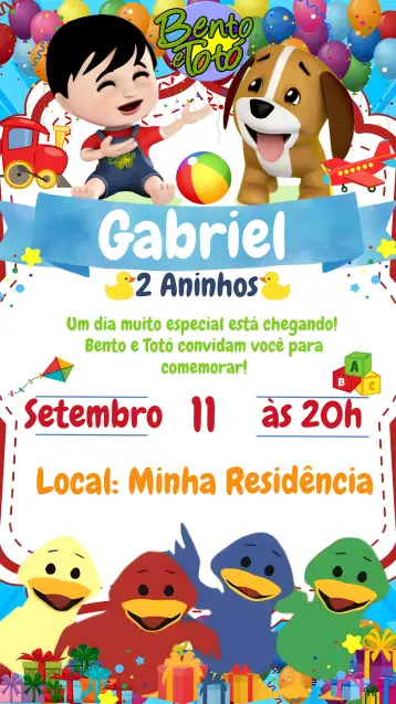 Invite Bento And Totó Animated editable and customizable