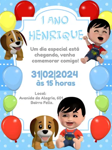 Invite Bento And Totó Balloons editable and customizable