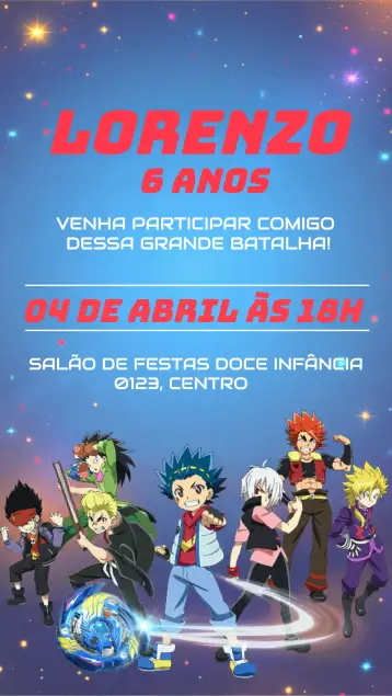 Invite Beyblade Burst Art editable and customizable