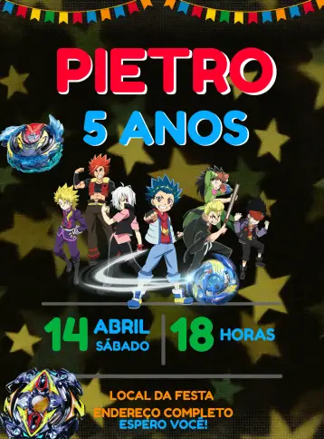 Invite Beyblade Infantil editable and customizable