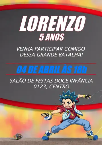Invite Kids Beyblade editable and customizable