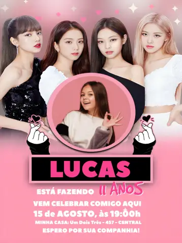Invitación Blackpink Con Foto Blanco editable y personalizable